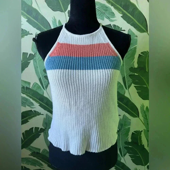 Roxy Knit Colorblock High Neck Sweater Tank Top Size M - Picture 4 of 9